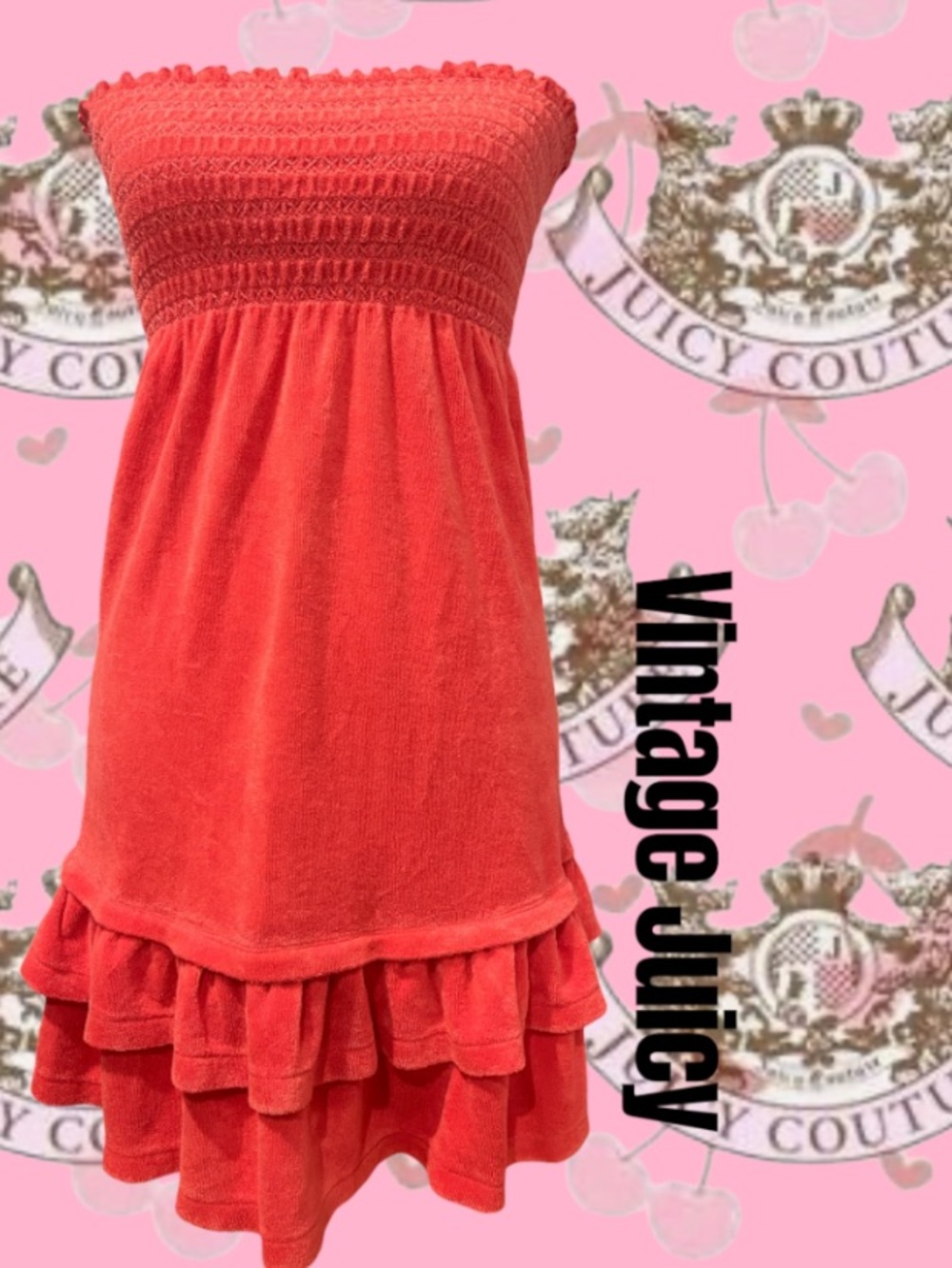 Vintage Juicy Couture Terry Mini Tiered Tube Dress